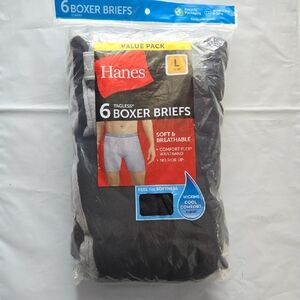 Hanes Men's Gray and Black Tagless Boxer Briefs - 6 Pack New In Package - Mens L